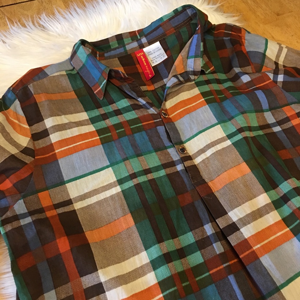 Urban Mangoz Plaid Shirt Dress L - Picture 2 of 9